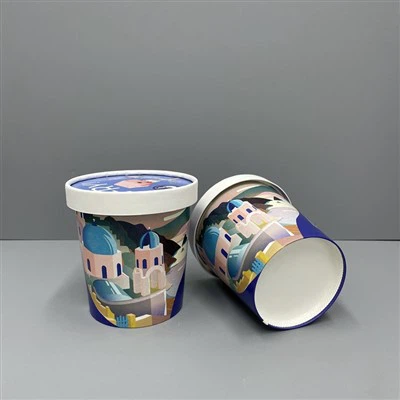 Coppa gelato in carta da 16 once con coperchio